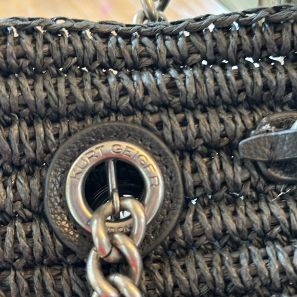 Kurt Geiger Chelsea raffia Tote Bag with matted gun metal strap - Picture 10 of 12